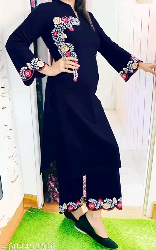 coord set for women and girl || rayon fabric embrodriey work kurta set for women and girl