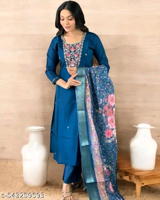 Orriya fancy Reyon Slub Kurta Set with Dupatta