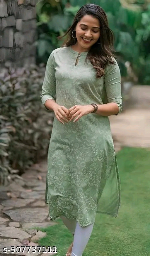 Stylish Trendy Mint Green Printed Beautiful Ethinic Kurti For Girls And Womens