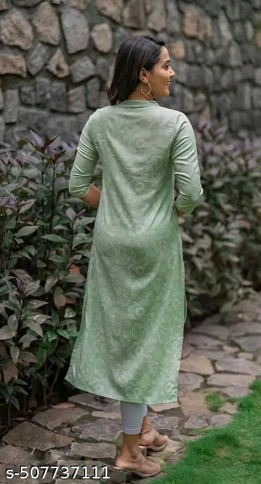 Stylish Trendy Mint Green Printed Beautiful Ethinic Kurti For Girls And Womens