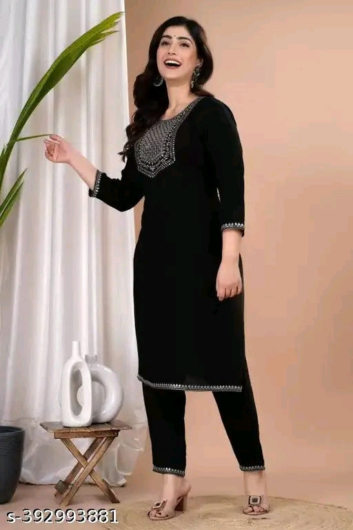 Anugraha Women Kurta Pant Set with Sequence Work