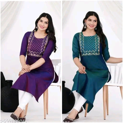 Straight Kurtis For Women Embroidery Kurtis Combo