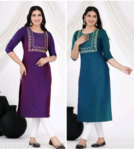 Straight Kurtis For Women Embroidery Kurtis Combo