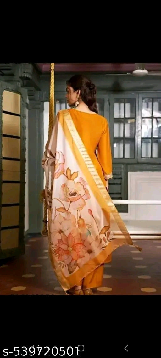 Yellow Kurti Set ,Women Kurta Sets , 3 PIECE ,PANT PAIR