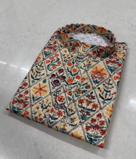Kids Cotton Only Kurta for Boys | Sequin Work Ethnic Wear Kurta | Party & Festival Outfit