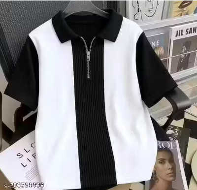 Men's Polo T-Shirt Stylish Collar T-Shirts with Half Sleeves, Striped Regular Fit MEN TOPWARE