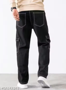100% COTTON BLACK CARGO PANT JEANS FOR MEN BOTTOM WAER