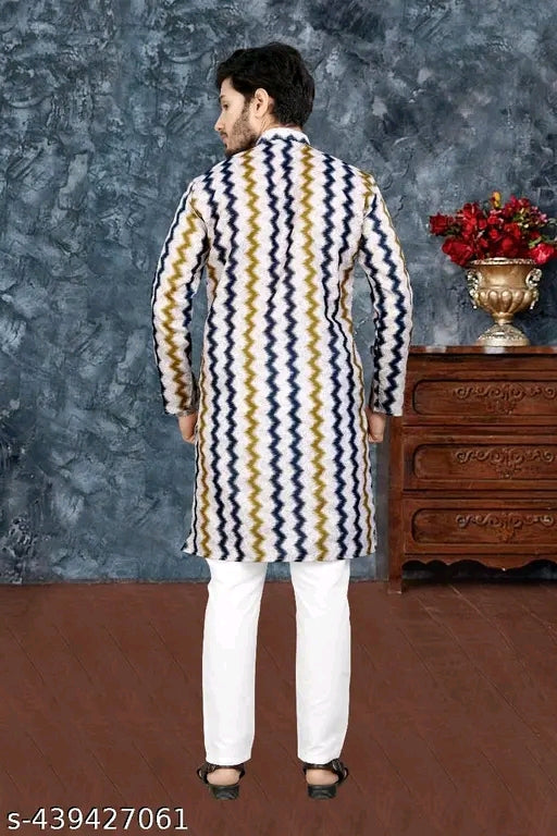 Men's Printed Cotton Kurta|