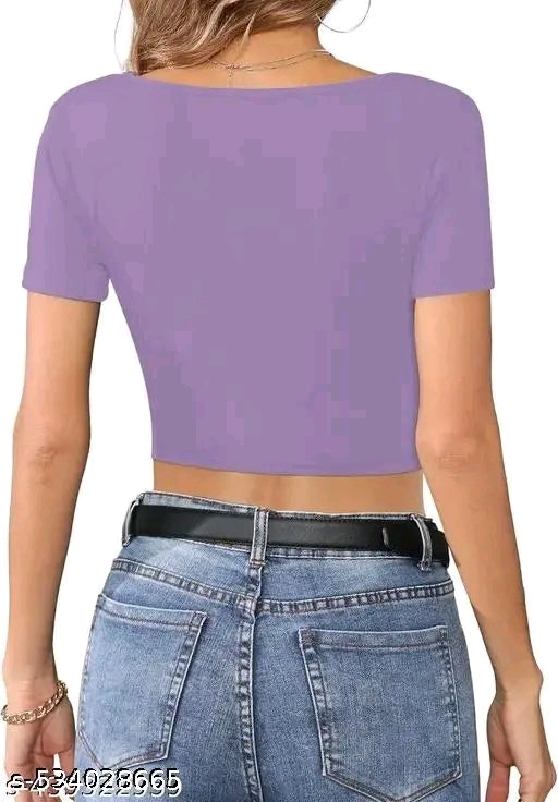 Trendy Square Neck Ribbed Crop Top for Women