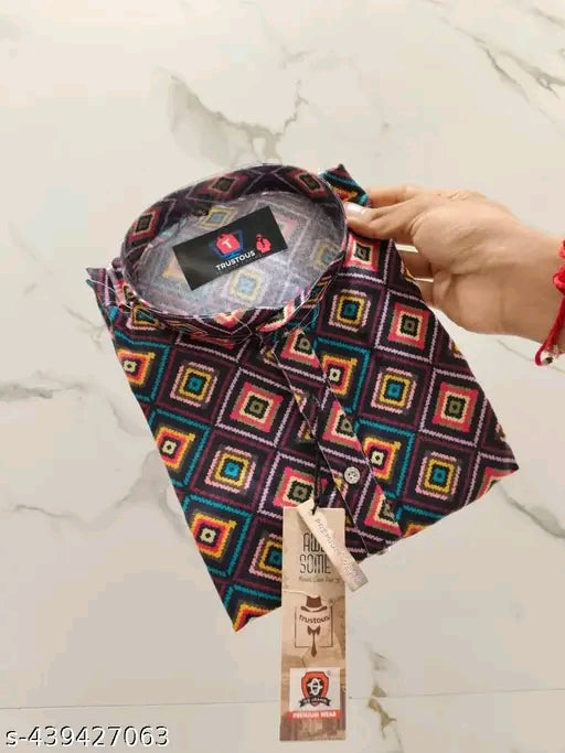 Men's Printed Cotton Kurta|