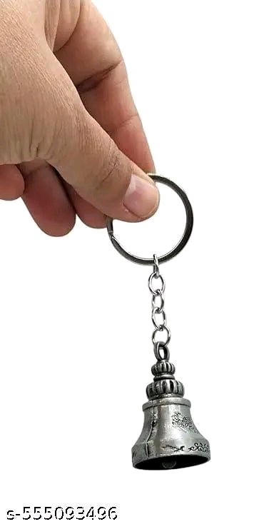 Motorcycle Biker Bell W/Motorcycle Bell Hanger, Motorcycle Accessories or Key Chain for Luck, Silver
