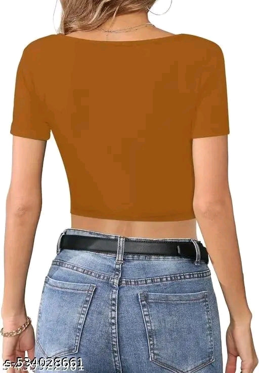 Trendy Square Neck Ribbed Crop Top for Women