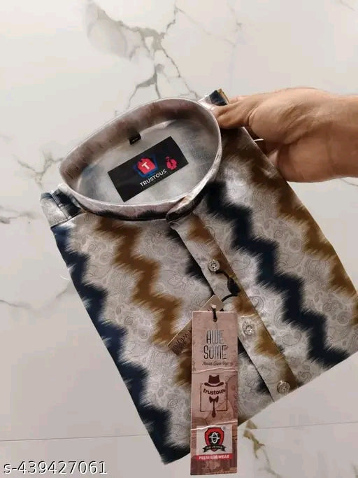 Men's Printed Cotton Kurta|